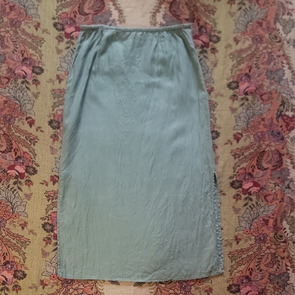 Eddie Bauer Linen Maxi Skirt Olive Green | Drawstring Waist | Size M - Picture 3 of 4